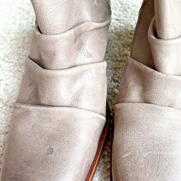 Kork Ease Kissel US 8M Leather Ankle Boots Taupe Block Heel Bootie Back Zipper - Picture 5 of 15